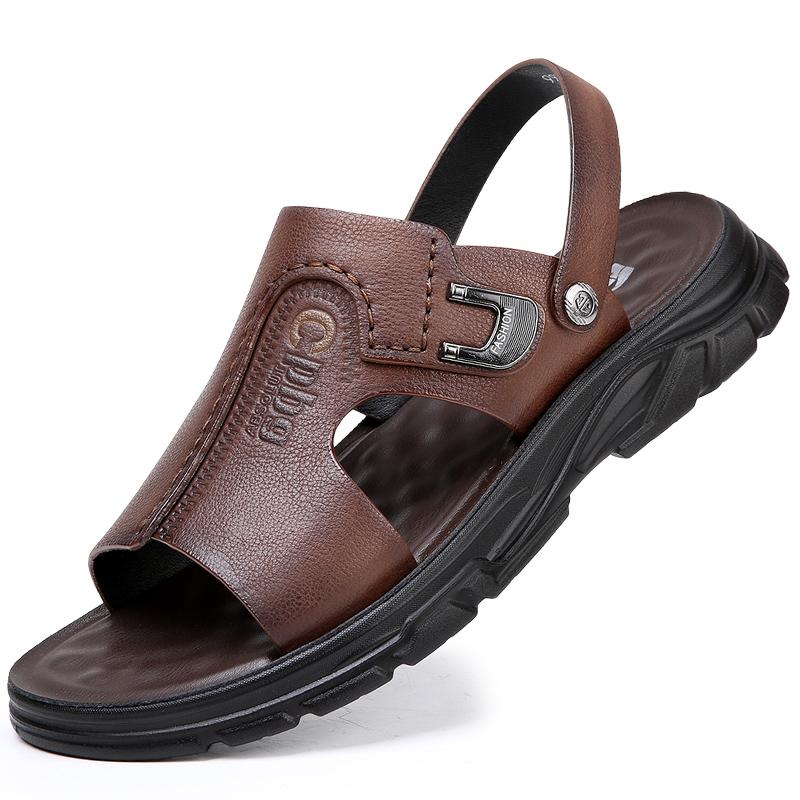 Fashion Beach Mens Breathable Sandals Summer Leather Hollow Out Men Shoe Simple Male Comfortable Slippers 2024 New Cool Luxury Sandals