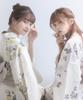 Yukata change set heiko F Karen chrysanthemum dream one size fits [KYOETSU] set, weave, unbleached, 2-piece (yukata, obi), women's (10. bloom, all)