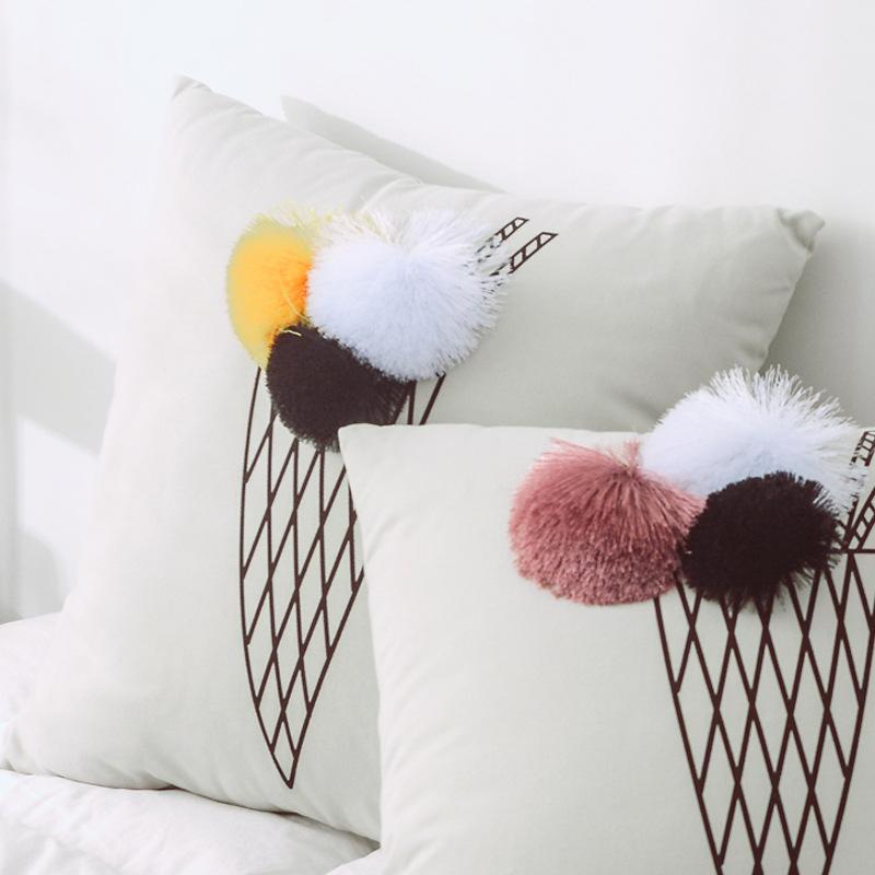 

45x45cm Nordic Ins Cotton 3D Plush Ball Home Sofa Cushion Cover Children Bedroom Decoration Pillow 45x45cm