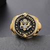 This We'll Defend Mens Two Tone Ring with US Federal Army Emblem Slogan Stylish Military Jewelry
