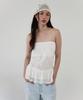 Aobteu Floral Lace Ruffle Top - White