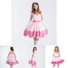 Elegant Super Mario Pink Princess Peach Costume Dress With Crown And Gloves Set