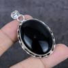 Natural Black Onyx Gemstone 925 Sterling Silver Jewelry Pendant 2.17" d2q48