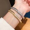 Vintage Gold Zircon Round Bangle Bracelet With Geometric Design For Fashion Women