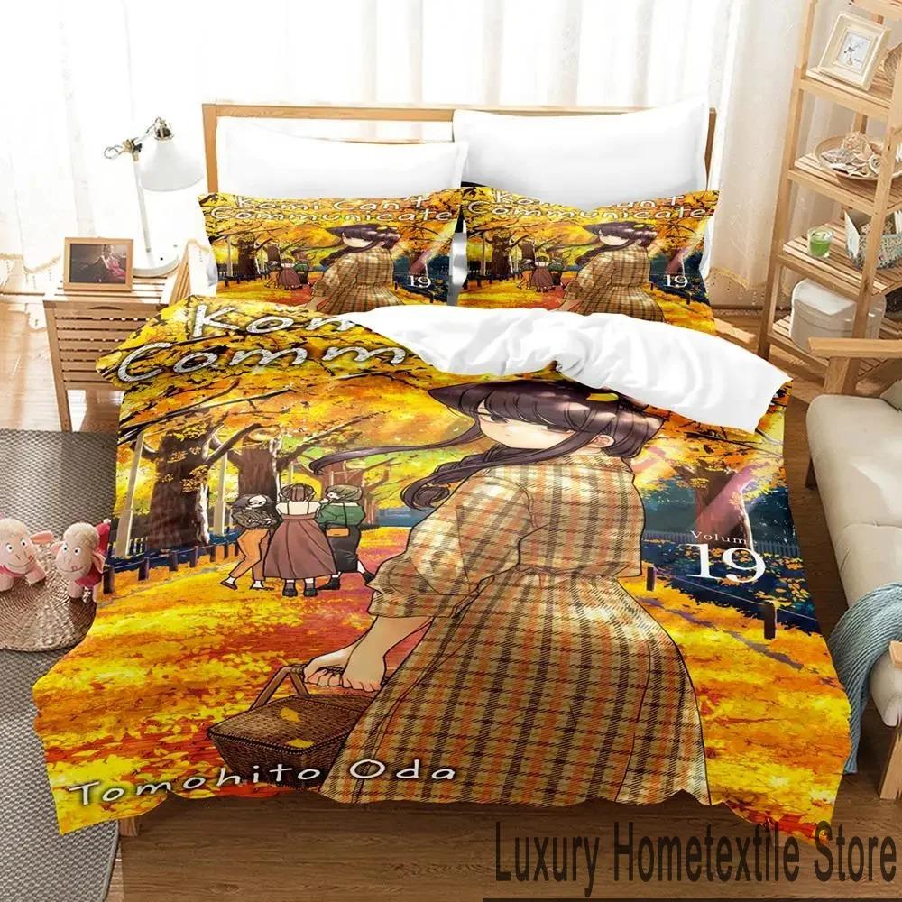 3D Print Anime Komi Cant Communicate Bedding Set Double Twin King Duvet Cover Comforter Pillowcase Boys Girls Adults Bedroom