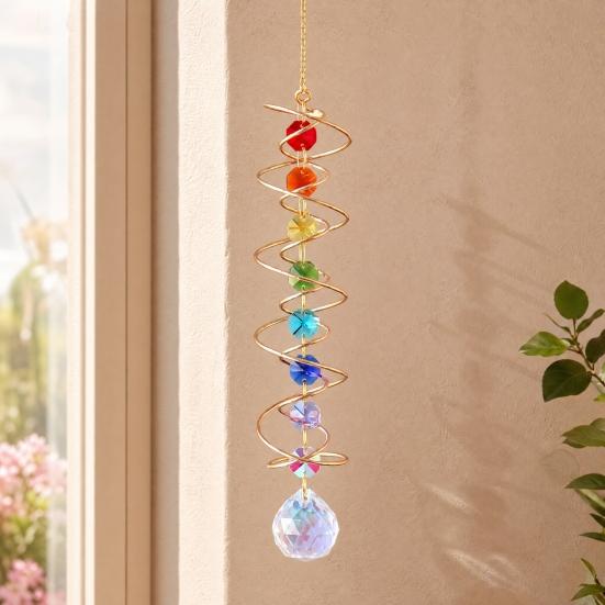 Pencereler İçin Kristal Güneşlikler, Renkli Şifa Işığı Kristal Güneşlik, Prizma Kristal Sarkıt Kolye, Spiral Rüzgar Çanları, İç Mekan Dış Mekan Teras
