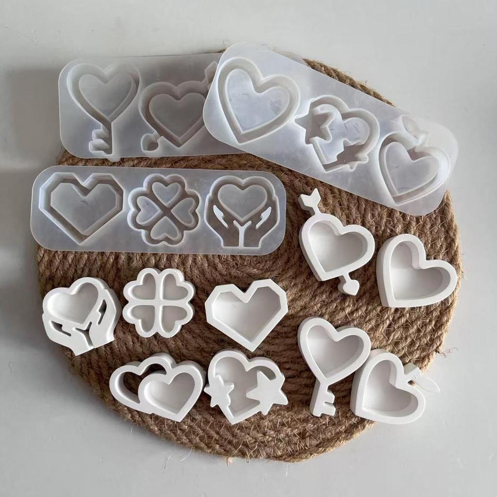Heart Shaped Key Pattern Ornaments Silicone Mold Keychain Plaster Mold Plaster Drip Decoration Molds