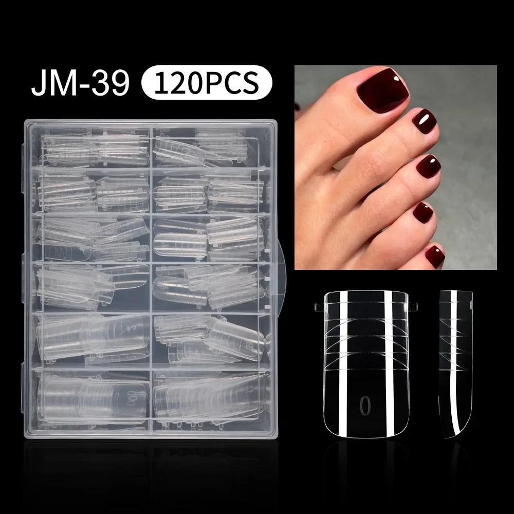 120pcs New Dual Forms Toe Nail Mold Acrylic Full Cover Poly Nail Gel Molds Toenail Top Forms For Extension
