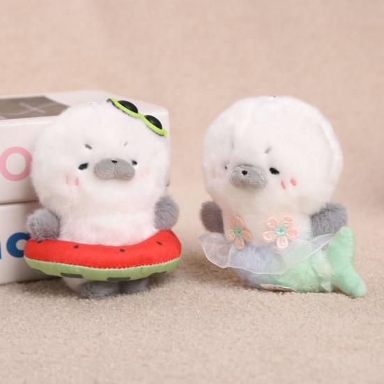 Cute Dress Up Seal Plush Keychain, Small Stuffed Animal Otter Pendant for Bag Backpack Purse, Kawaii Key Ring Charm, Gift for Girls Women