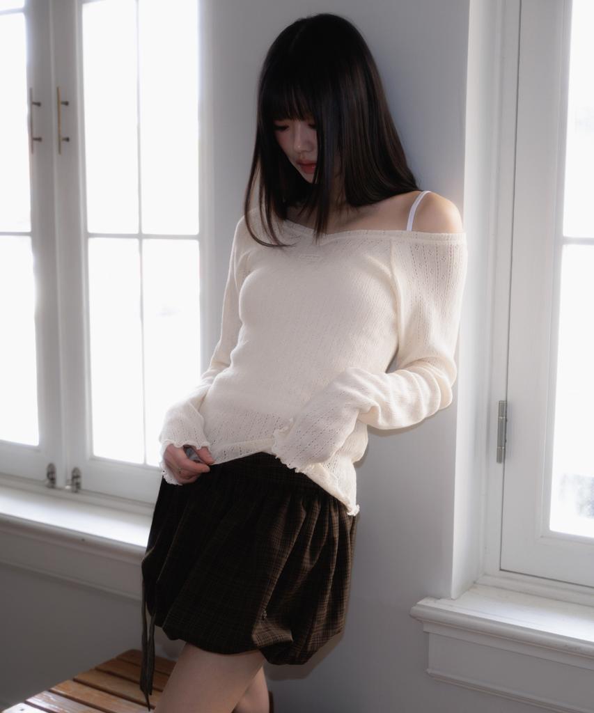 ROSEFRANTZ Balloon Check Belted Miniskirt [Brown]