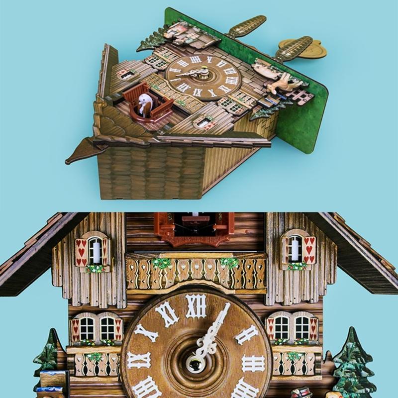 Traditionelle Kuckuckswanduhr aus Holz für Wohnzimmer mit leisem Uhrwerk Dekorative Wanduhr Genaue Uhrwerke
