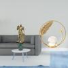Nordic Resin Knight Figurine with Crystal Ball Metal Stand Abstract Art Sculpture for Desk Cabinet