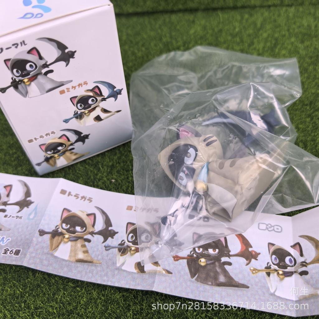 Genuine Cute Cat with Scythe Blind Box Toys Cute Calico Cat Cape Cat Action Figure Desktop Collection Ornaments Kids Gifts