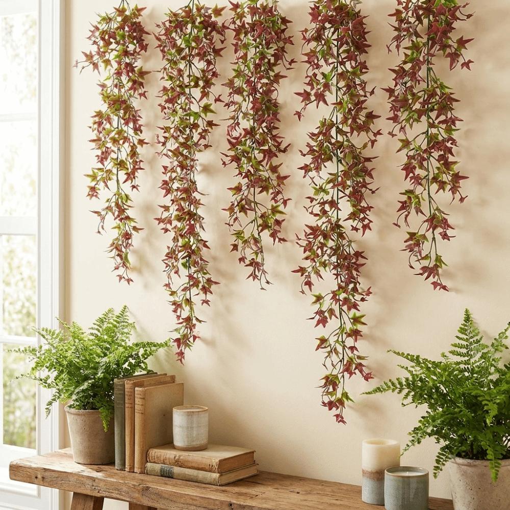 Lifelike Fake Wall Hanging Vine Anti-Fade Plastic Autumn Artificial Hanging Plants UV-Resistant Realistic Vine Plants Bedroom