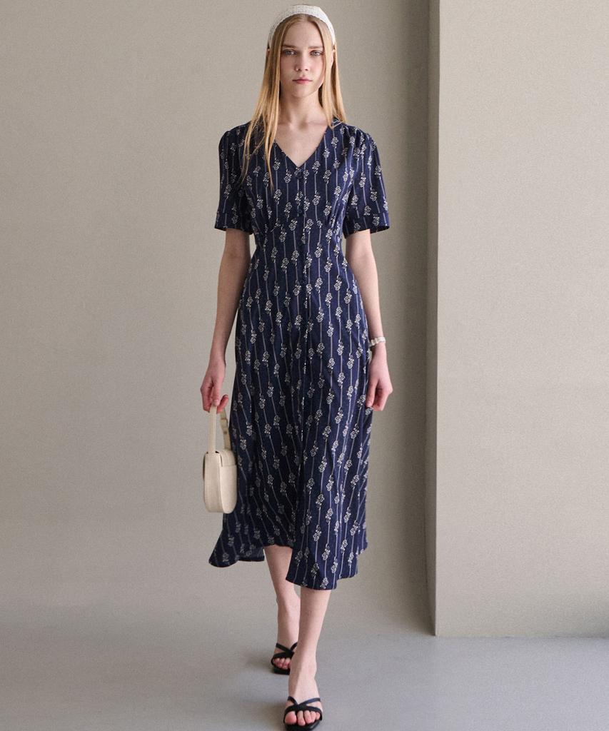 LUSIDA Drawing Pattern Dress - Navy