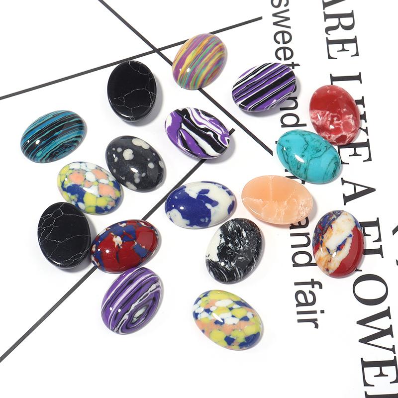 10pcs Synthetic Turquoise Cabochon Beads Oval Flat Back Cabochon Loose Beads For DIY Jewelry Making Pendants Ring Accessories