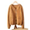 Women's 100% Cashmere Thickened Winter Sweater - Brushed Solid Color, Fashionable, Simple, Warm Cardigan for Outerwear or Innerwear.