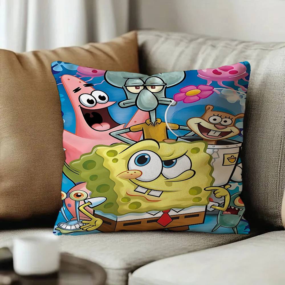 Cartoon Cute SSpongeBob Pillow Cushion Cover Pillowcase Living Room Sofa Home Decor Customized