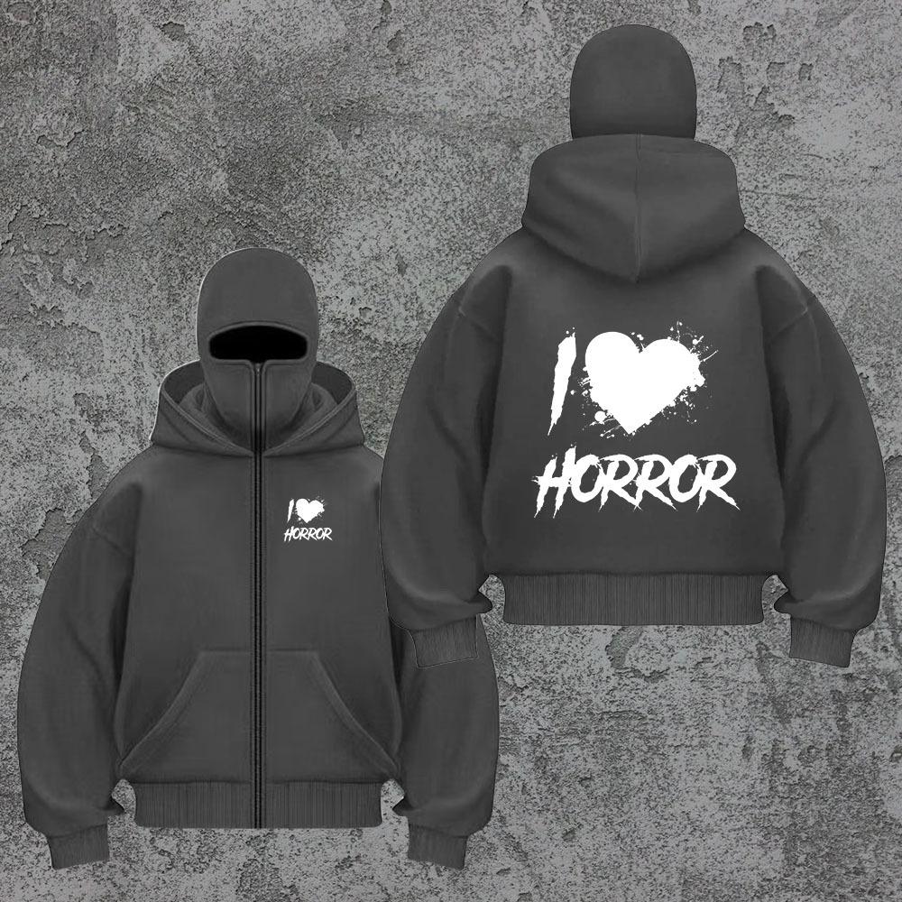 

Y2K Unisex Premium Halloween Horror Zip Up Sweatshirt - Perfect for Costume Parties and Trick or Treat XXXL