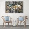 Three Piece Picture Canvas Print Abstract World Map Grey Brown