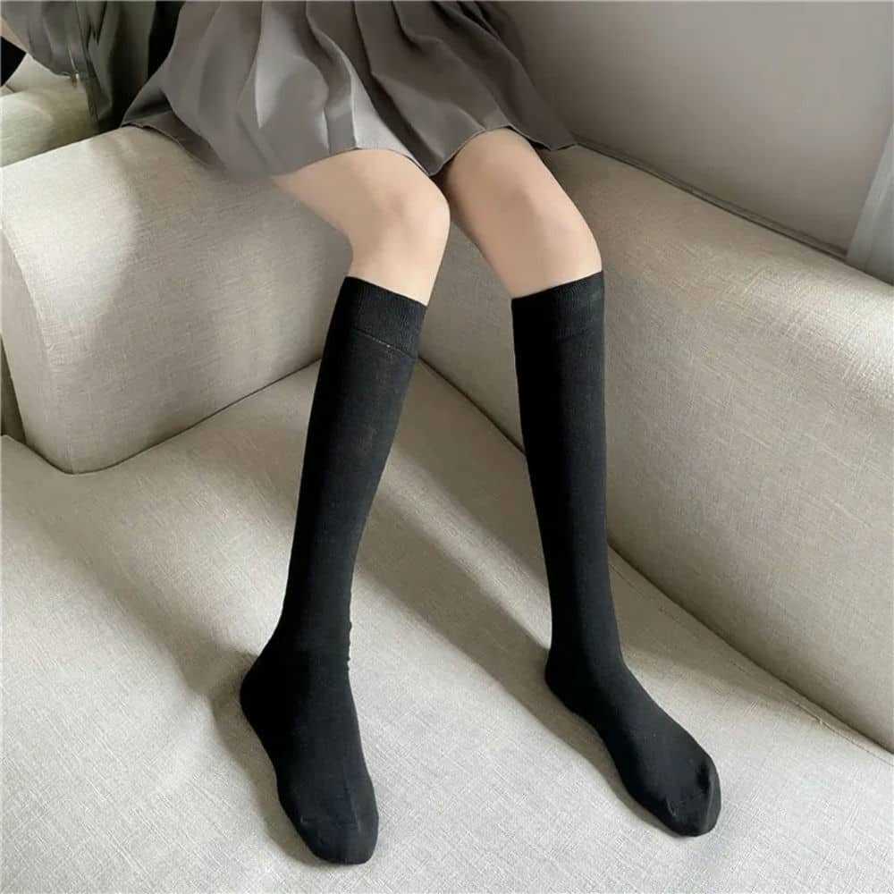 Socks Women'S Japanese College Style Jk Calf Socks Retro Stockings Solid Color Pressure Socks