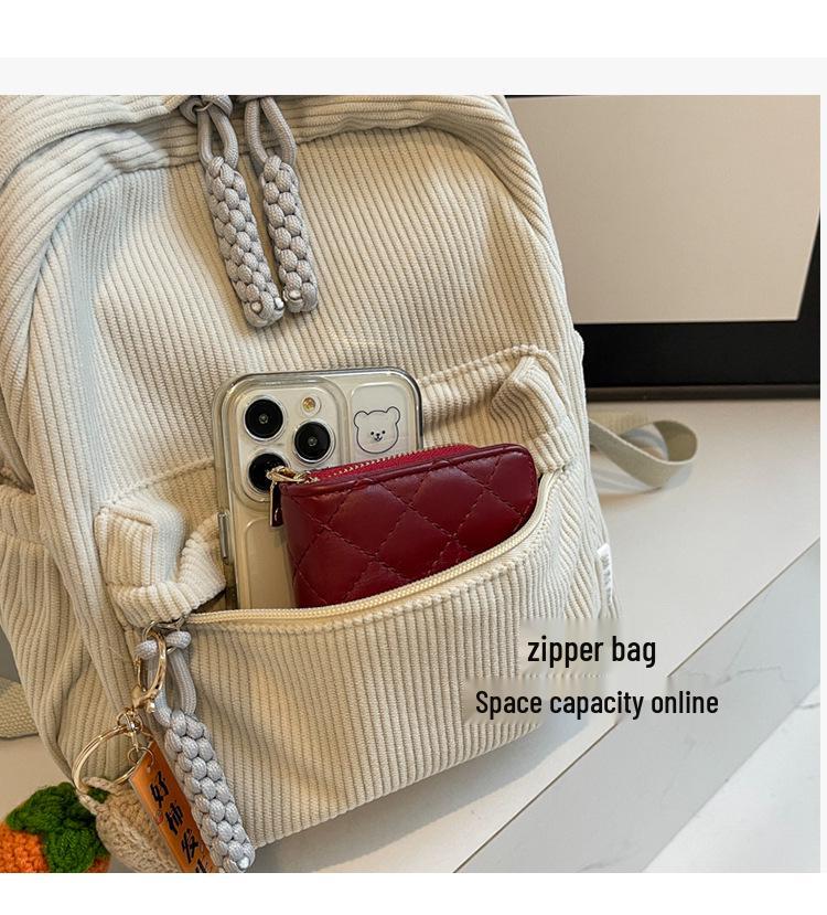 2025 New Fashion Women's Small Corduroy Double Shoulder Backpack