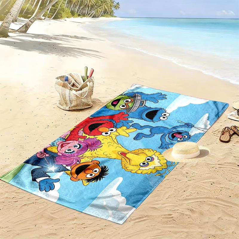 Sesame Street4 Print Beach Towel, Large Soft Quick Dry Towel for Beach Camping Swimming