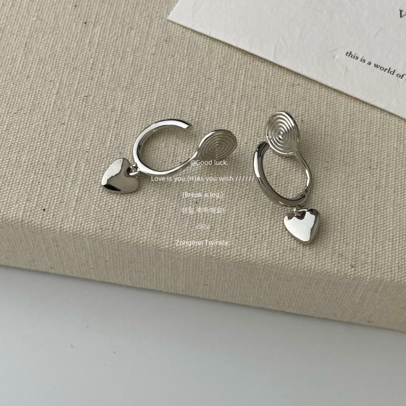

Gold Heart Earrings - 2026 Light Luxury High-End Style with Mosquito Coil Ear Clips