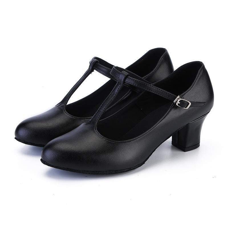 Leather Latin Dance Shoes for Women's Dance Parties Waltz Indoor Modern Dance Shoes Heeles 6cm