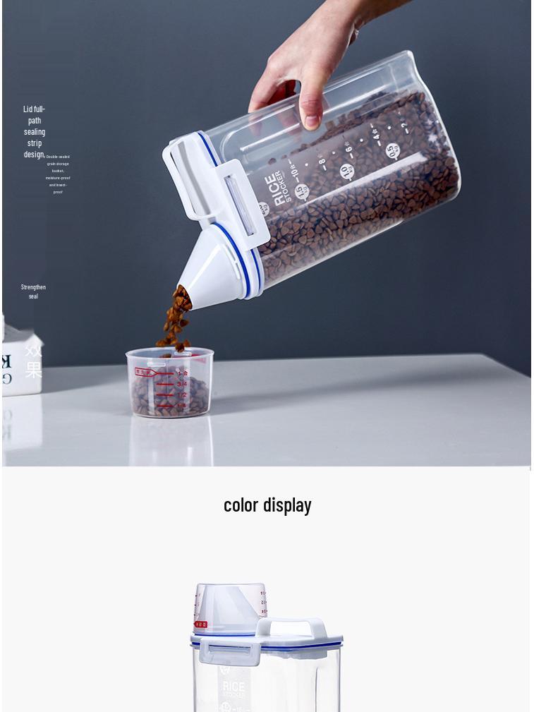 Sealed Pet Food Storage Bucket - Moisture-Proof Plastic Container for Cat & Dog Food