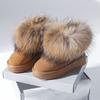 Neue Hohe Schneestiefel Echtes Leder Lammfell Natürliches Fell Wolle Damenstiefel Winterstiefel Mode Damen Knöchelhohe Stiefel Freizeitschuhe