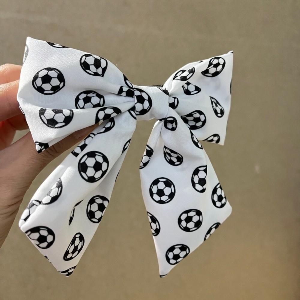Fashion Fabric Ribbon Hair Rope Colorful Hairpin Gift Football Pattern Bow Hair Clip Daily