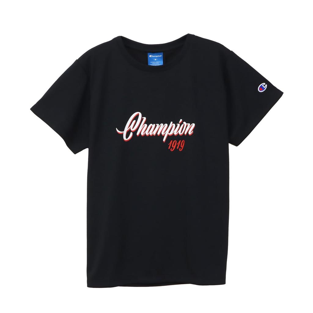 Champion Sports Short Sleeve Round UV Graphic Rubber Print Women's T-Shirt, CW-BS305, Black, Neck, Quick-Drying, Protection, Water-Repellent, Logo,