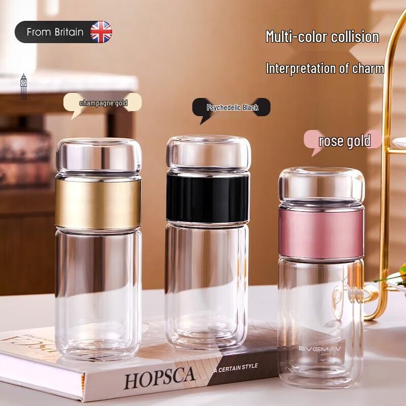 BVGMAV Double-Wall Glass Tea Infuser Mug