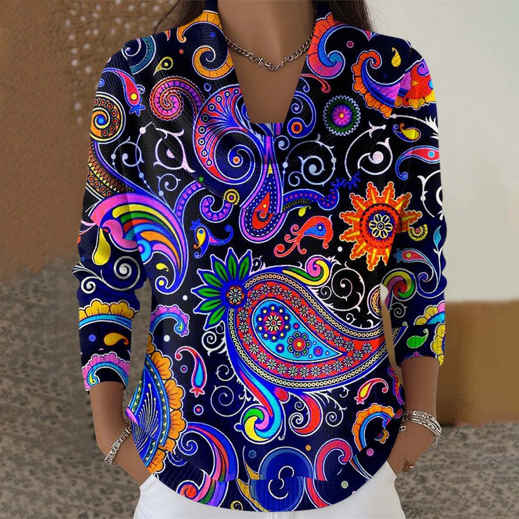 Dam Casual Och Moderiktig Rundhals Långärmad Tryckt Topp Tröja