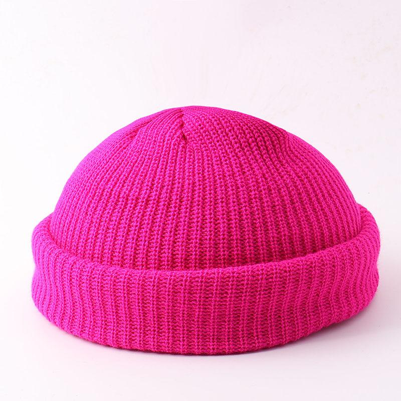 Melon Hat Men's and Women's Trend Autumn and Winter Wool Hat Student Fashion Flanged Yuppie Cold Hat Women's Brimless Knitting