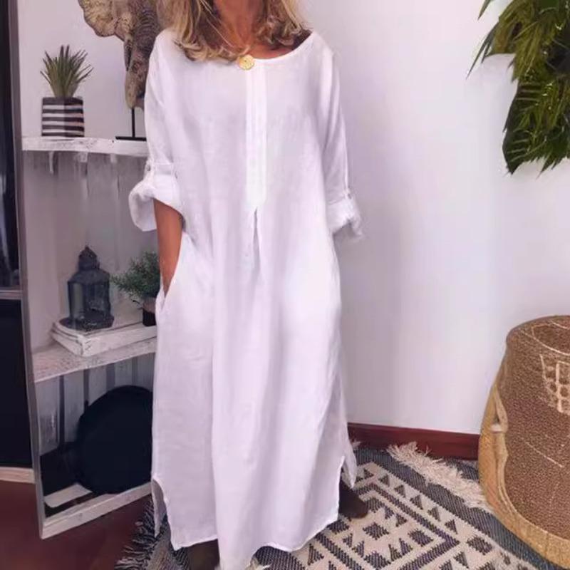 Women's cotton and linen loose dress