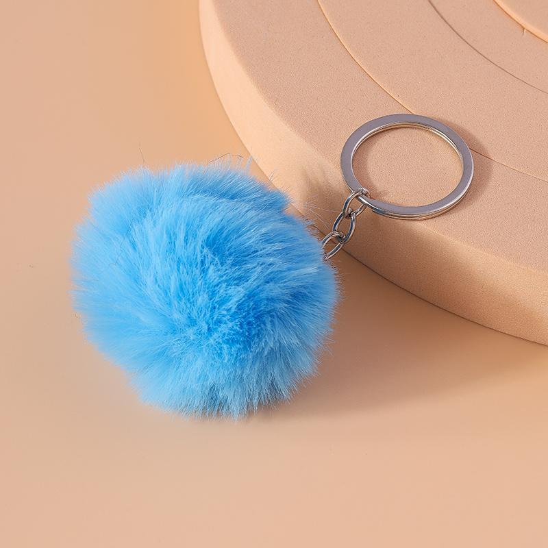 Cute Soft Fluffy Ball Keychain Plush Faux Rabbit Fur Key Ring Pendant for Women Girls Handbag Decor DIY Jewelry Gift