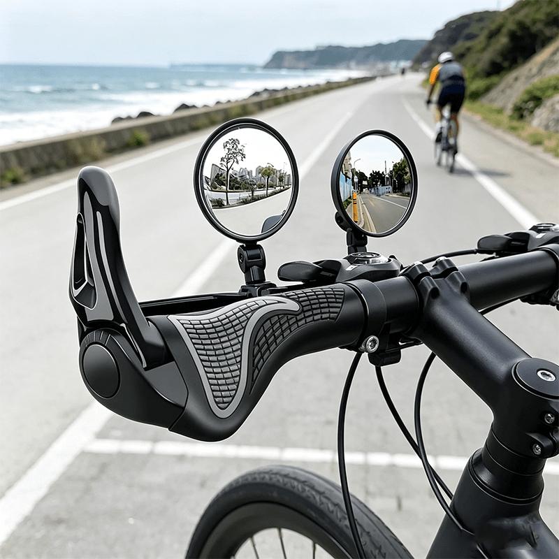 360° Adjustable Bike Mirror - Rotatable Wide Angle Convex Handlebar Mirror for Road Mountain Bikes Scooters