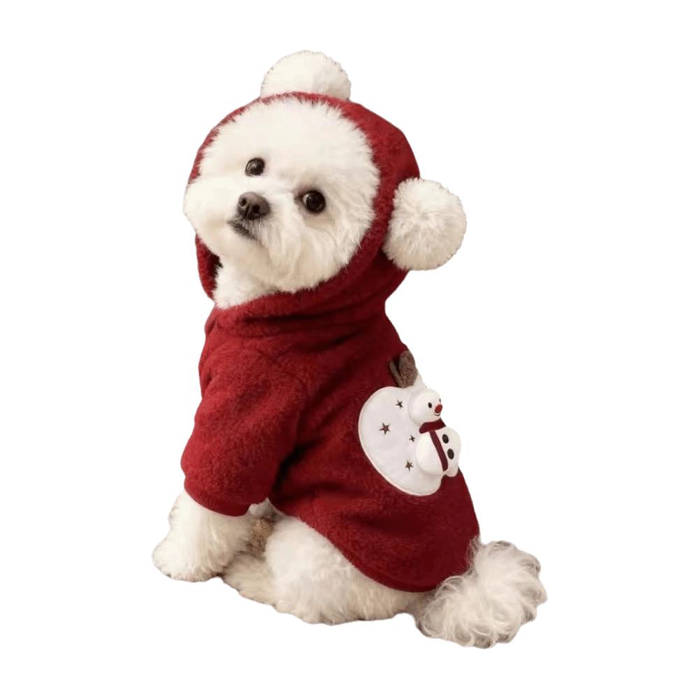 Fleece Lining Pet Hoodie Sweatshirt Pullover Style Warm Thermal Fabric Dog Winter Coat Rabbit Ears Design Soft Knit Material