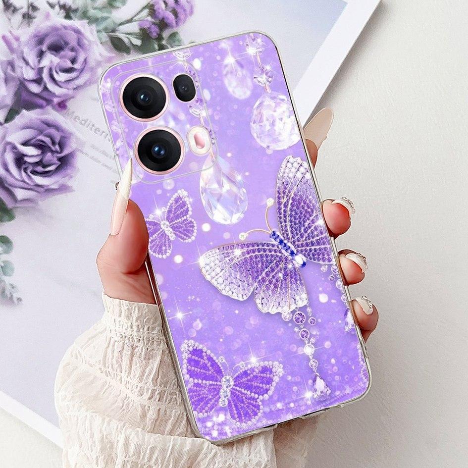 For OPPO Reno13 Pro 5G Case CPH2697 Fashion Flower Butterfly Soft Silicone Phone Cover For OPPO Reno 13 CPH2689 Reno13Pro Bumper