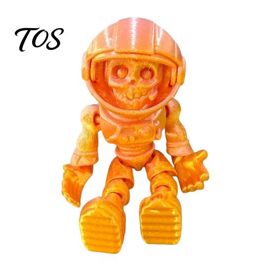 Articulated Action Figure 3D Printed Skull Astronaut Figurine, Skeleton Spaceman Figure, Trendy Car Dashboard Decoration Halloween Movable Joints