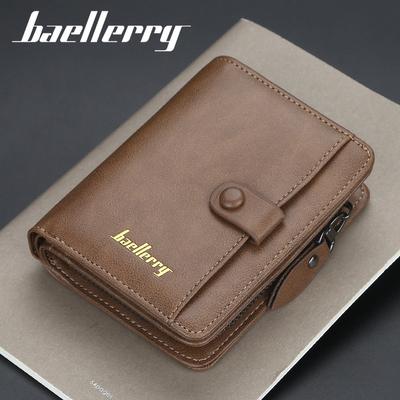 Baellerry Erkek Kısa Cüzdan Çoklu Kart Yuvası Kartlık Ehliyet Çantası Moda Para Cüzdanı Pu Deri Not Defteri Cüzdanı Fermuarlı Bozuk Para Cüzdanı
