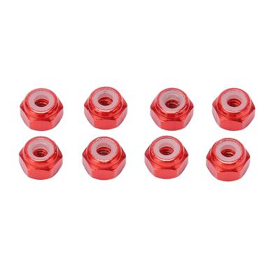 8 stücke Aluminium Legierung Kontermutter Nylon Futter M2 Hex Kontermutter für Axial Scx24 124 RC Modelle Rot