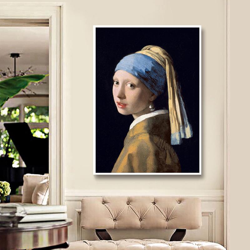 Famous Canvas Art Wall Painting The Girl With Pearl Earring Posters and Prints Portrait Paintings Reproduction Home Decoration