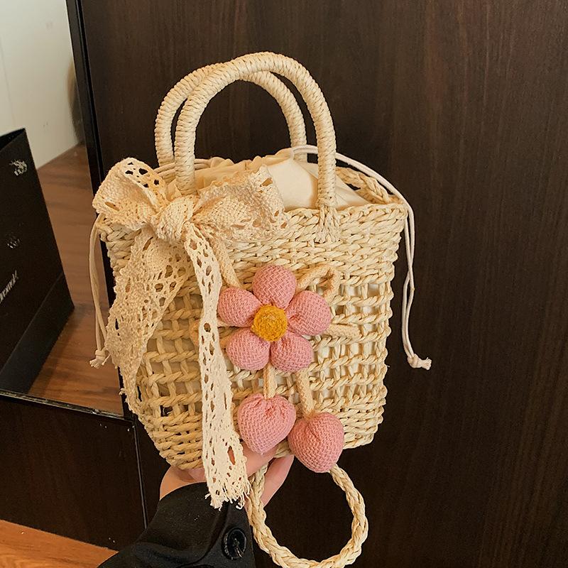 Handgjorda Vävda Väskor Semester vid Havet och Casual Handväskor Damers Textur Nisch Liten Grönsakskorg Crossbodyväskor Kvinnor