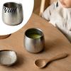 Rustic Style Metal Kitchenware Stainless Steel Cup/Bowl, Industrial Matte Container, Smooth Arc Bowl And Cup Set Shatterproof Non-slip Base Tableware