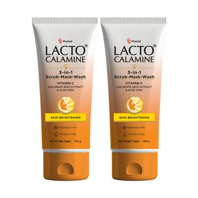 3-in-1 Vitamin C Face Scrub Mask Wash 100ml X Pack of 2 for Skin Brightening Glow