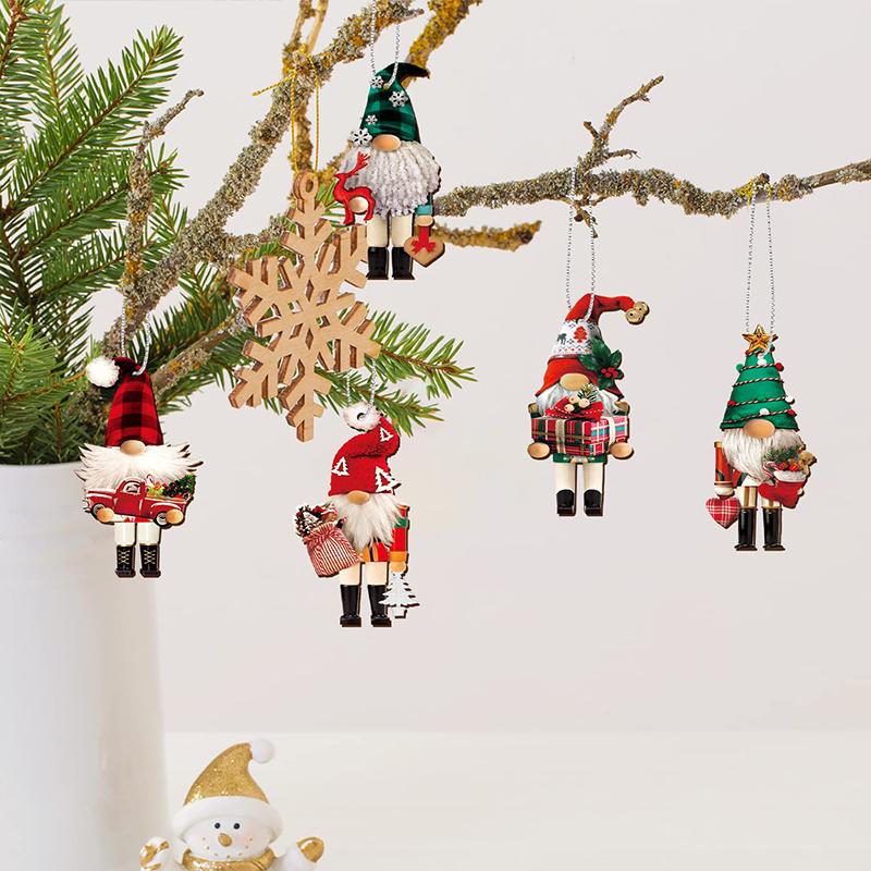12PCS/PACK Christmas Tree Pendant Christmas Soldier Colorful Decoration Wood Holiday Ornament