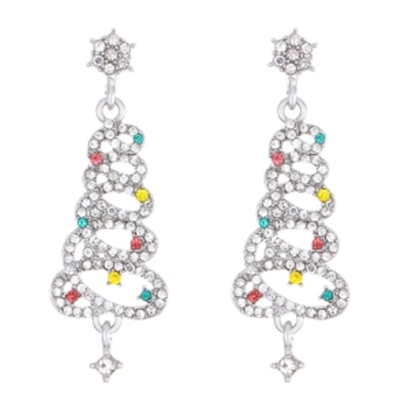 Minimalist Rhinestone Christmas Tree Tassel Earrings